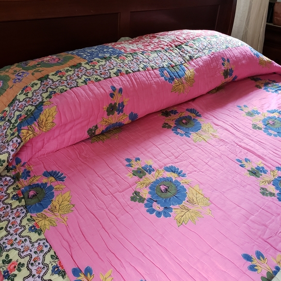 Anthropologie queen block color reversible quilt - Picture 13 of 13